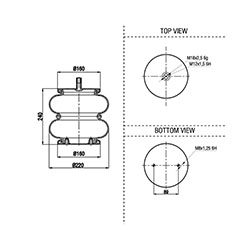  140583 / A2 225/30-K01Convoluted Körük